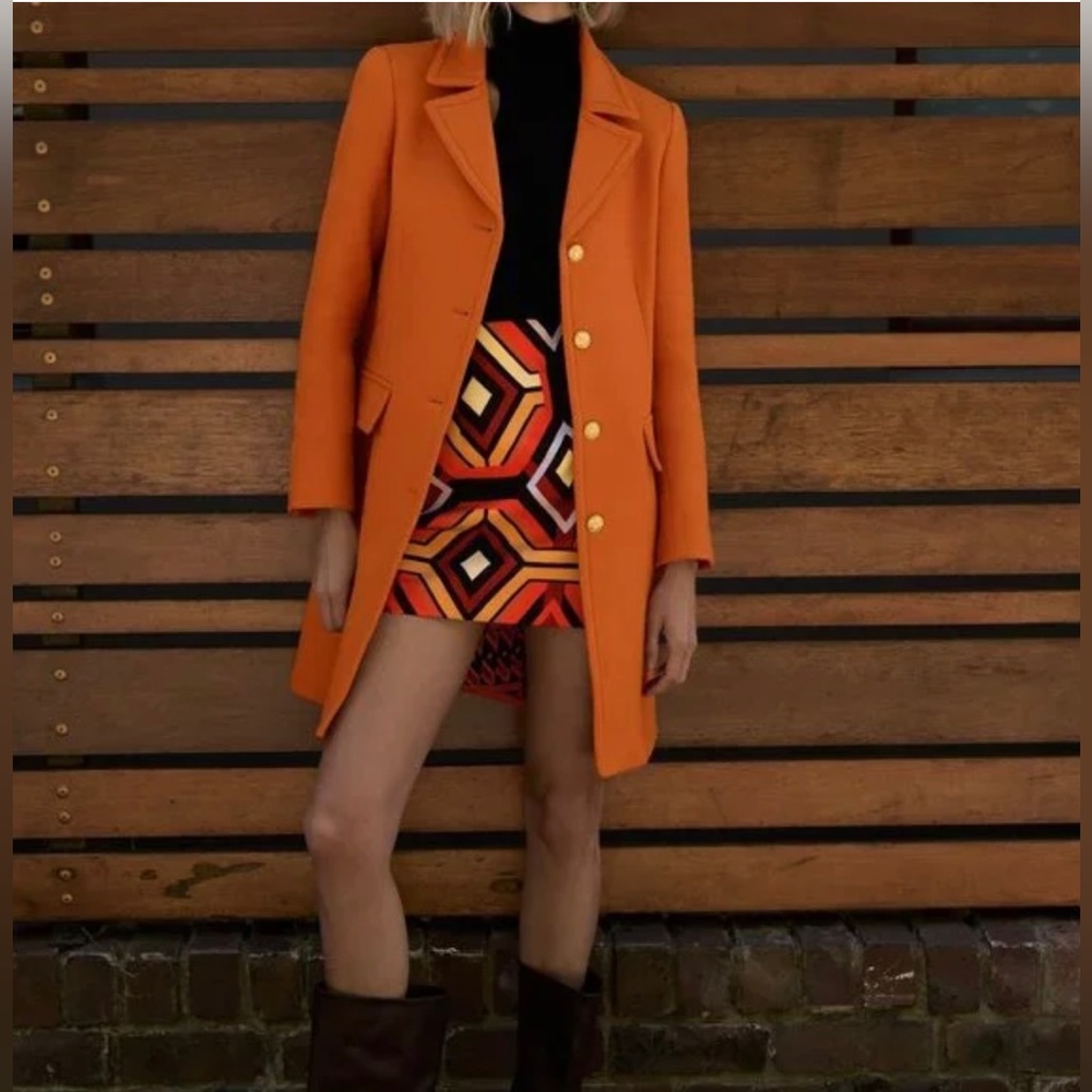 Zara orange wool coat size S premium addition